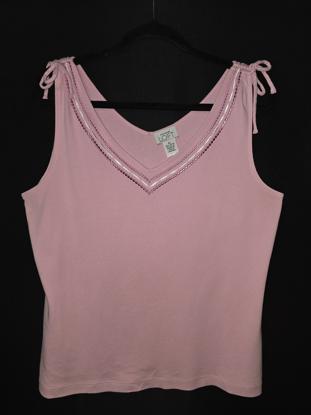LOFT Pink Sleeveless Tie-Shoulder V-Neck Tank Top